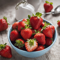 comer frutillas frescas como refrigerio